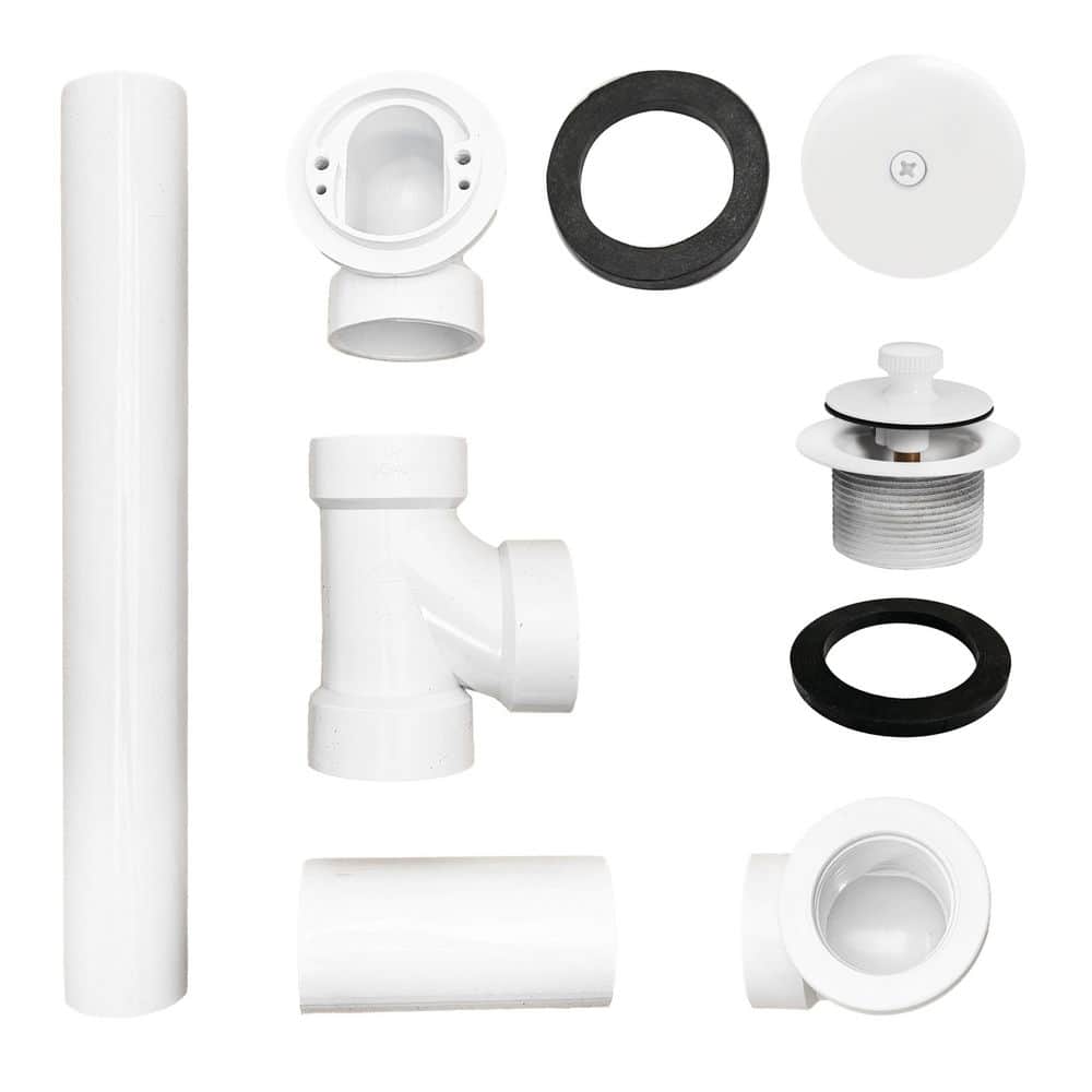 "14"" Sch. 40 PVC Bath Waste & Overflow Assembly with One-Hole Faceplate Cover and Twist & Close Drain Plug in White" price history on PriceWatchPro