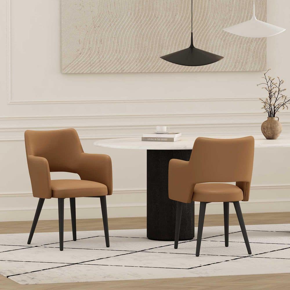 Tremont Modern Saddle Faux Leather Dining Arm Chair with Metal Legs (Set of 2) price history on PriceWatchPro