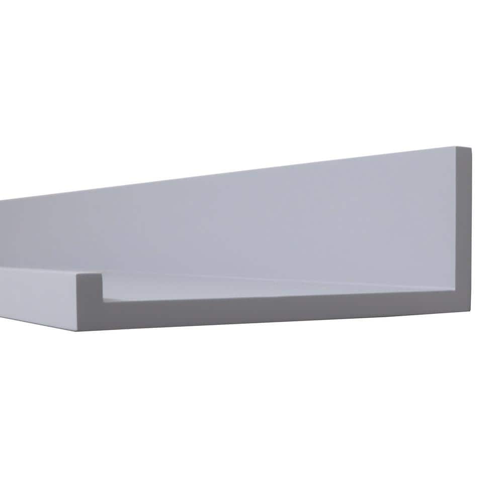 Sleek Gray Engineered Wood 24" Floating Picture Ledge Shelf