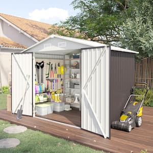 8ft. W x 6ft. D Outdoor Galvanized Steel Storage Metal Shed with Double Lockable Doors and Air Vents for Lawn 48 sq. ft.