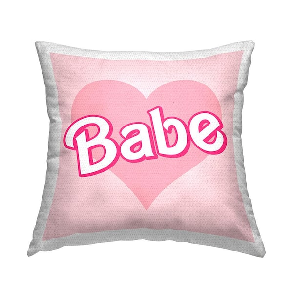 Stupell Industries Babe Pink Heart Phrase Pink Square Outdoor Throw Pillow