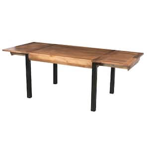 47 in. Brown and Black Wood 4 Legs Dining Table Seats 6