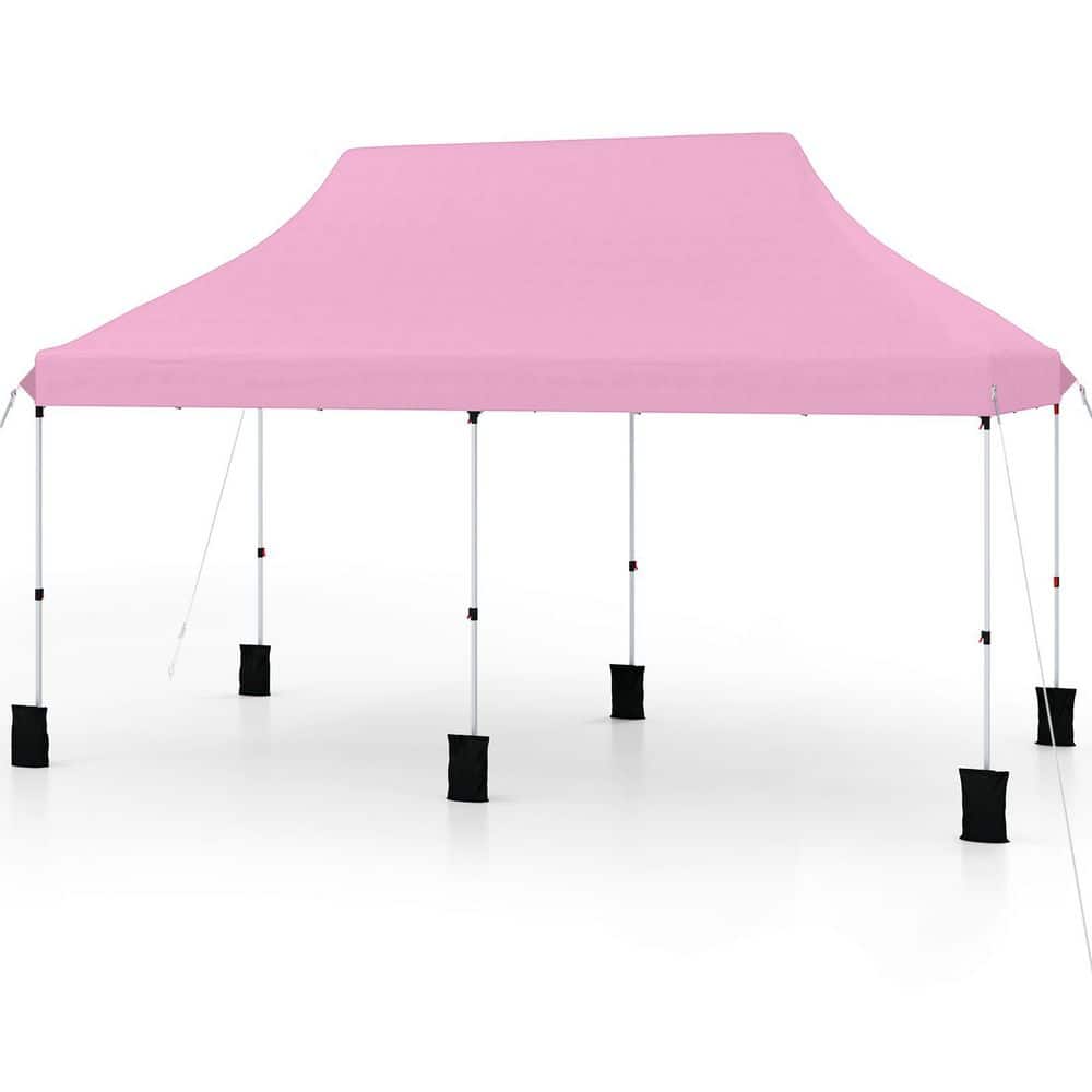 20 ft. x 10 ft. Pink Pop up Canopy Tent Foldable Portable Outdoor Gazebo with Carry Bag price history on PriceWatchPro