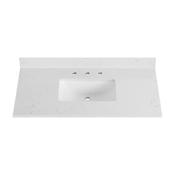 DELUXE DL LIVING 43 in. W x 22 in. D Engineered Stone Composite White Rectangular Single Sink Bathroom Vanity Top in Carrara White