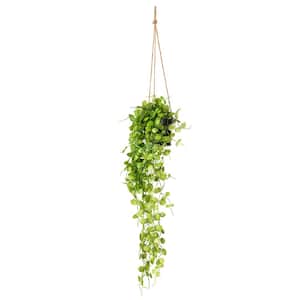 29 in. in Green Artificial Mini Leaf Ivy in. in Hanging Pot