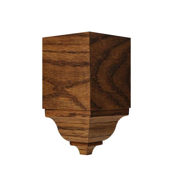 5-3/4 in. D x 5-1/2 in. W x 5-1/2 in. L Oak Wood Stained English Chestnut Outside Crown Corner Block