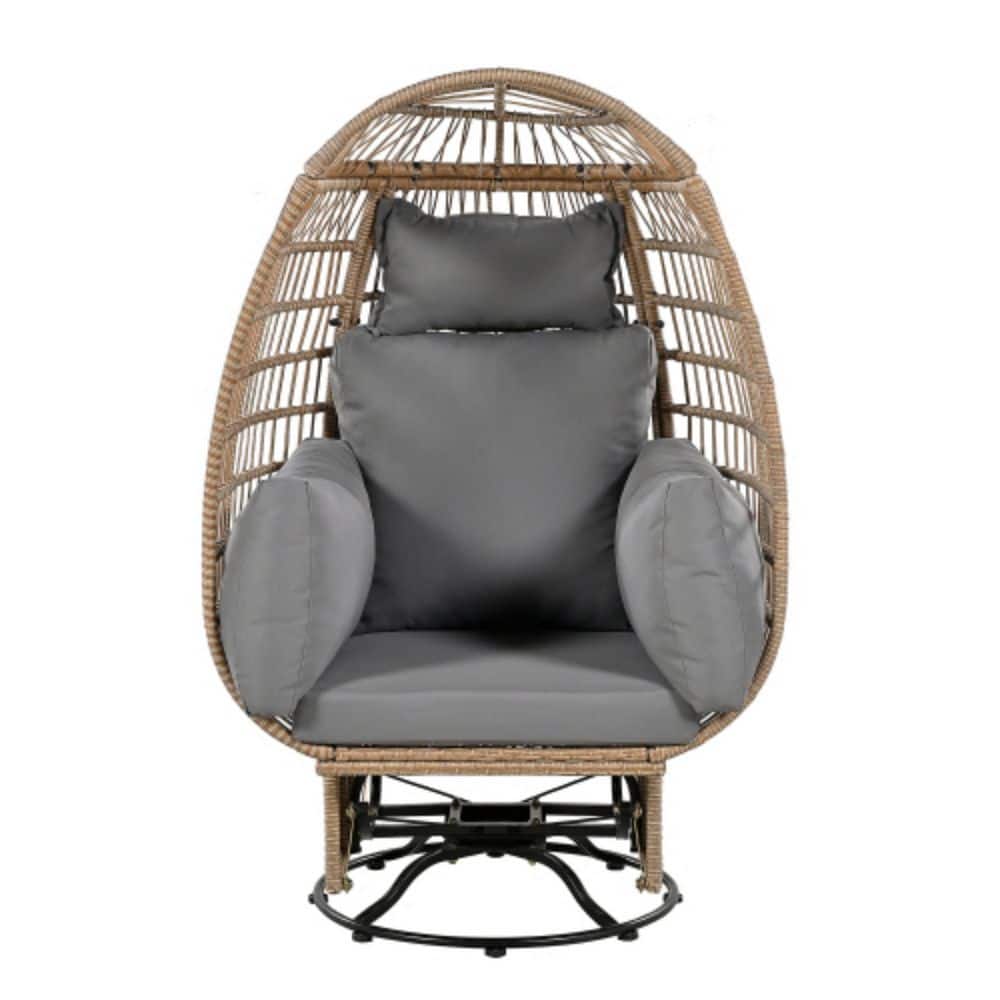 Series Natural Rattan Wood Rocking Outdoor Rocking Chair with CushionGuard Gray Cushion 1Piece price history on PriceWatchPro