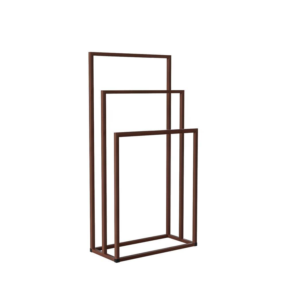 Modern 3 of Towel Holders Metal Freestanding Towel Rack in Brown
