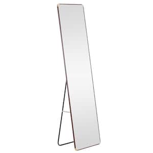 16.5 in. W x 60 in. H Rectangle Walnut Framed Floor Standing Full-Length Mirror
