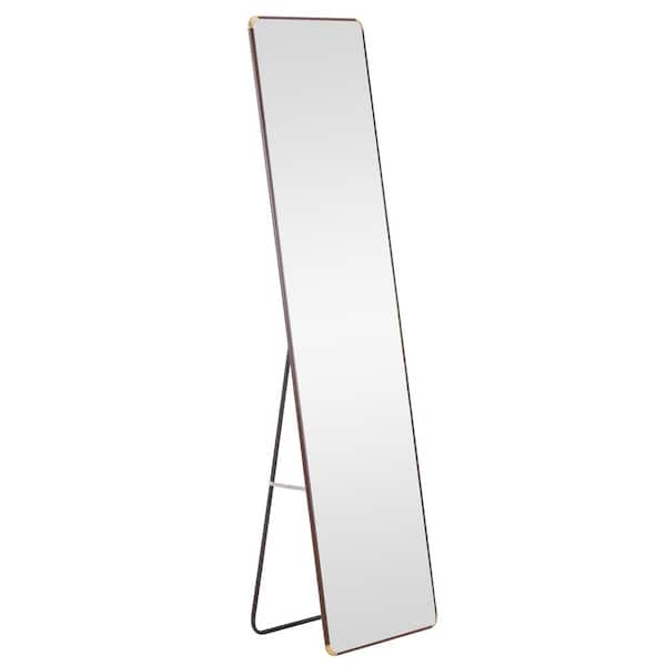 Tatahance 16.5 in. W x 60 in. H Rectangle Walnut Framed Floor Standing Full-Length Mirror