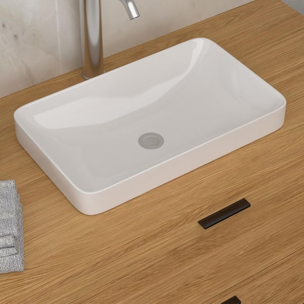 19 in. Drop-in Ceramic Bathroom Sink in White