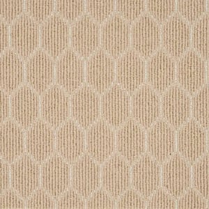 Entanglement - Flax/Ivory - Orange 12 ft. 27 oz. Wool Pattern Installed Carpet