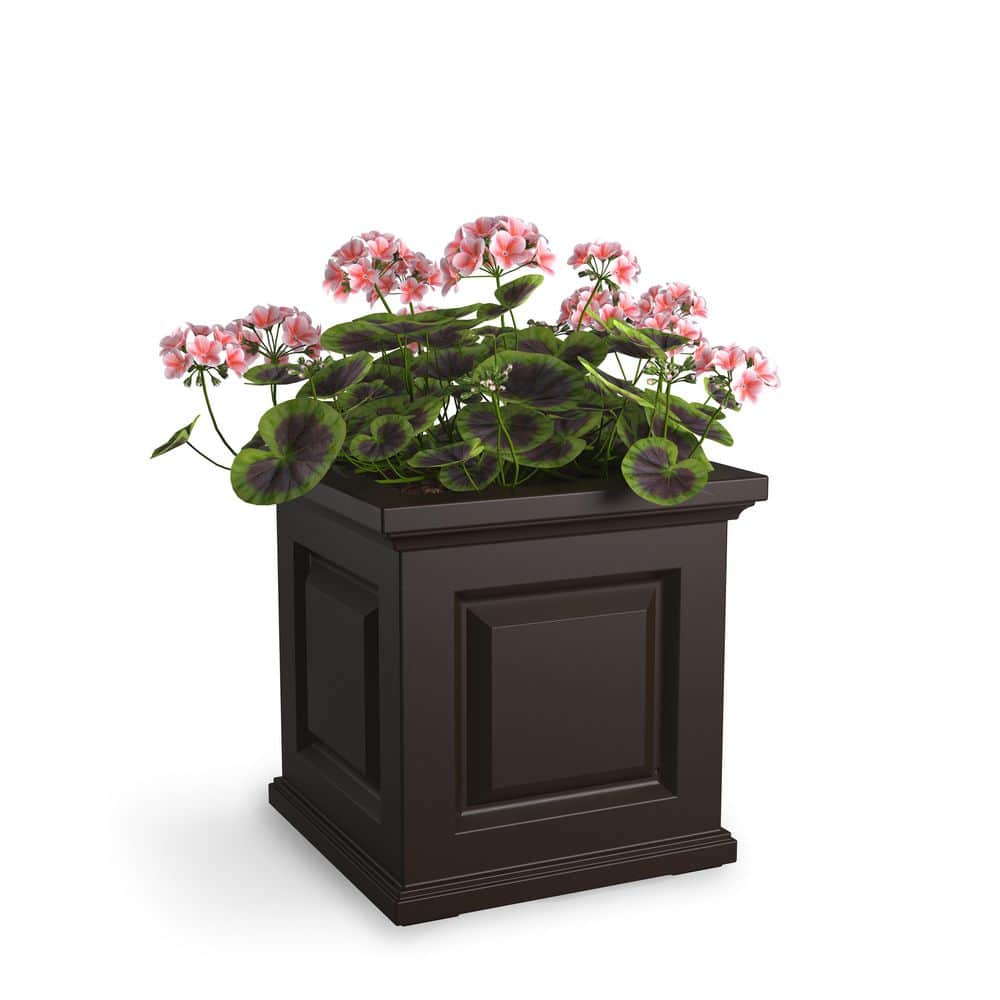 Nantucket Espresso 16" Square Self-Watering Polyethylene Planter