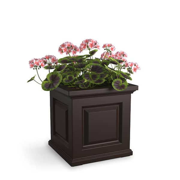 Mayne Nantucket 16 in. Square Self-Watering Espresso Polyethylene Planter