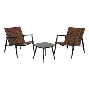 3-Piece Patio Furniture Set Outdoor Wicker Chair Set with Coffee Table