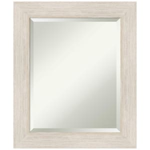 Hardwood Whitewash 20.75 in. W x 24.75 in. H Wood Framed Beveled Wall Mirror in White