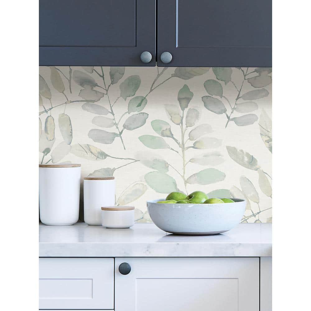 White and Off-White 3D Botanical Peel and Stick Wallpaper