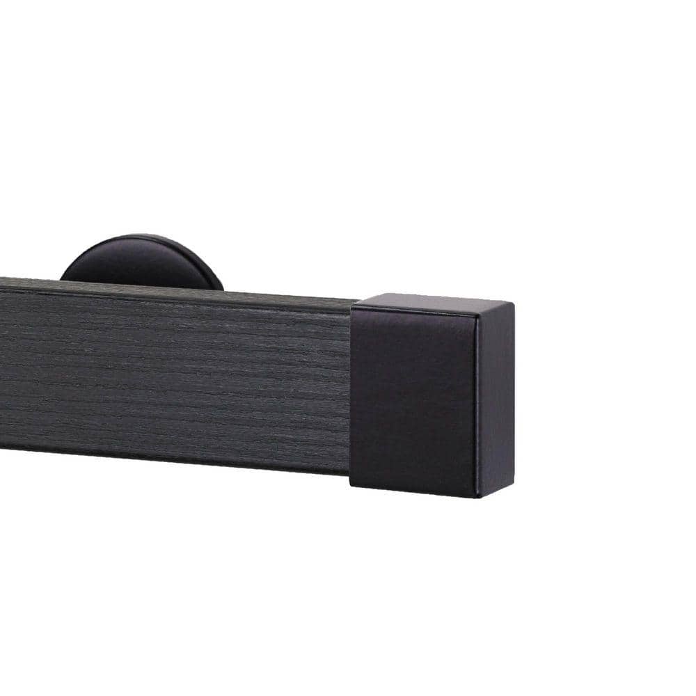 Kontur EVO Pro 96 in. Non-Adjustable 2 in. Single Traverse Curtain Rod Set in Ebony with Black Endcap Finial