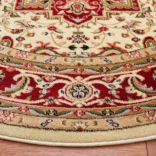 Tappeto Safavieh Lyndhurst Rotondo 244 Cm Ivory E Rust - Tappeto Orientale Classico In Polipropilene