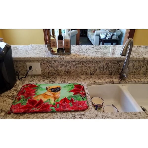 Caroline's Treasures Small Brabant Griffon Poinsettias Drying Mat