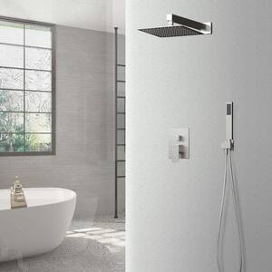 1-Spray Patterns with 1.8 GPM 12 in. Wall Mount Dual Shower Head Hand Shower Faucet in Brushed Nickel (Valve Included)