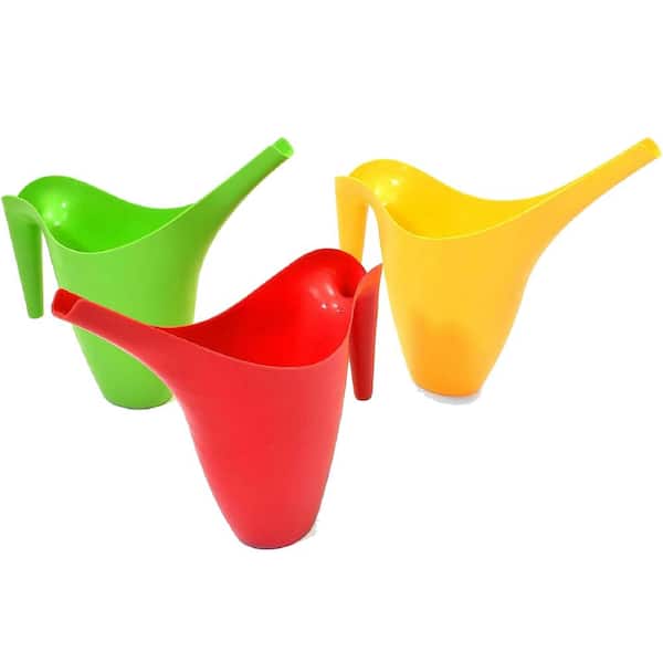Ashman Online Set of 3 Watering Can, Indoor and Outdoor Use, Red, Green, Yellow, 2 l Capacity, (3-Pack)