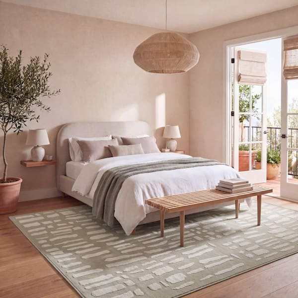 Belen Modern Abstract Area Light Green 8 ft. x 10 ft. Indoor Area Rug