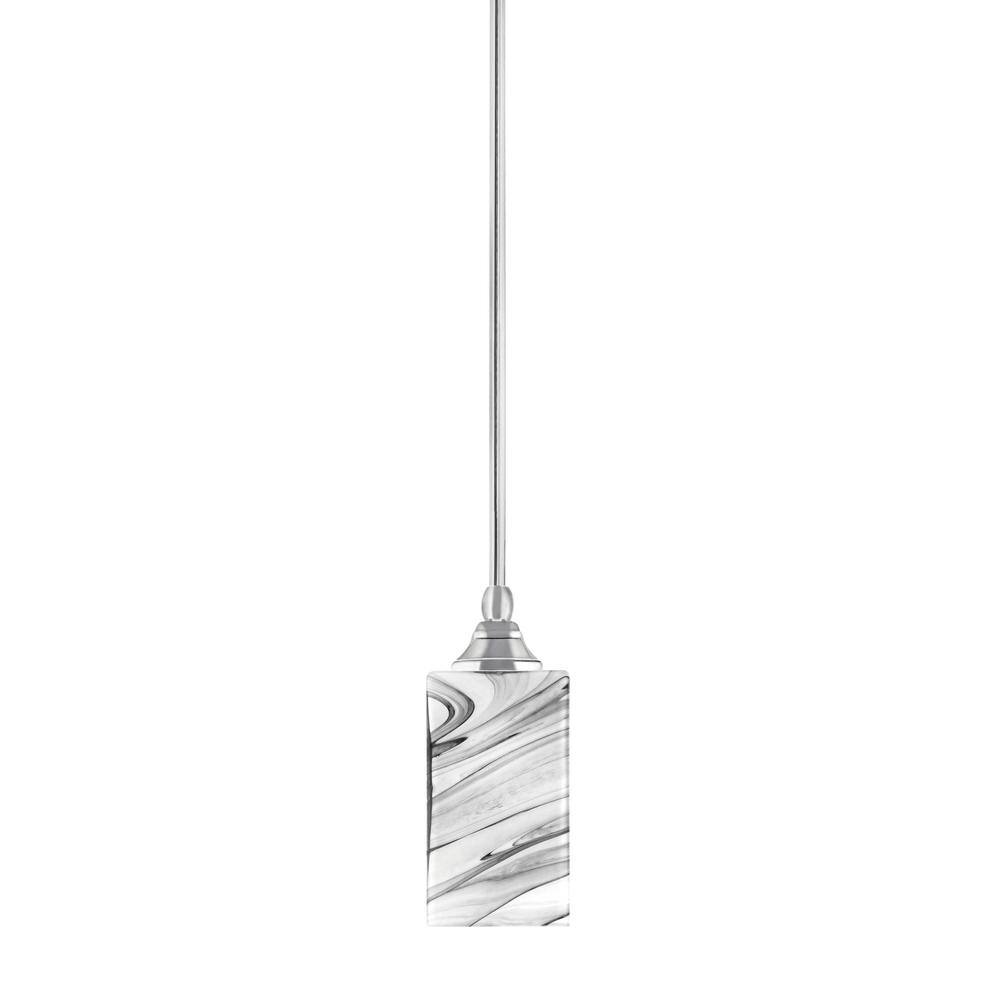 Sparta 100-Watt 1-Light Chrome Shaded Pendant Light Mini Pendant with Onyx 