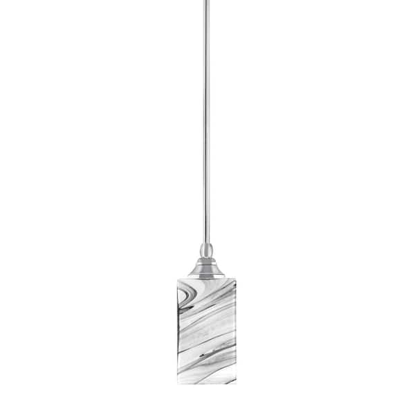 Unbranded Sparta 100-Watt 1-Light Chrome Shaded Pendant Light Mini Pendant with Onyx Swirl Glass and No Bulb Included