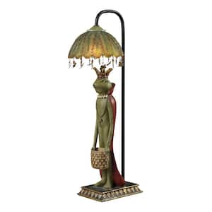 King Frog with Basket 21 in. Filey Green Accent Lamp