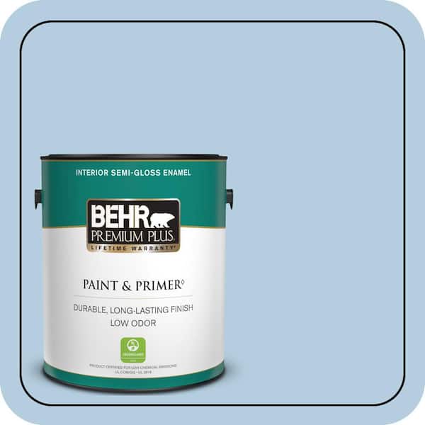 BEHR PREMIUM PLUS 1 gal. #PPU14-14 Crystal Waters Semi-Gloss Enamel Low Odor Interior Paint & Primer
