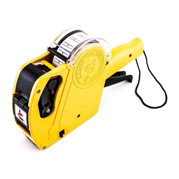 8-Digit Handheld Price Tag Gun Label Maker with Stickers and Ink Refill for Retail, Small Business, and Office, Yellow