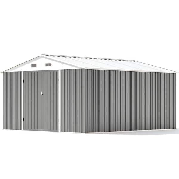 10 ft. W x 12 ft. D Outdoor Metal Storage Shed in Gray (119 sq. ft. )