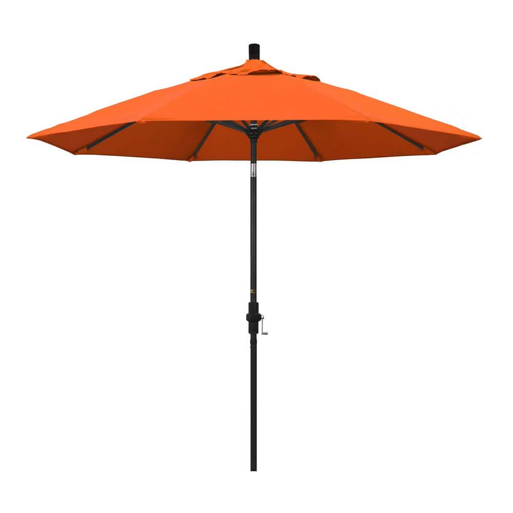 9 ft. Stone Black Aluminum Collar Tilt Crank Lift Market Patio Umbrella in Melon Sunbrella price history on PriceWatchPro
