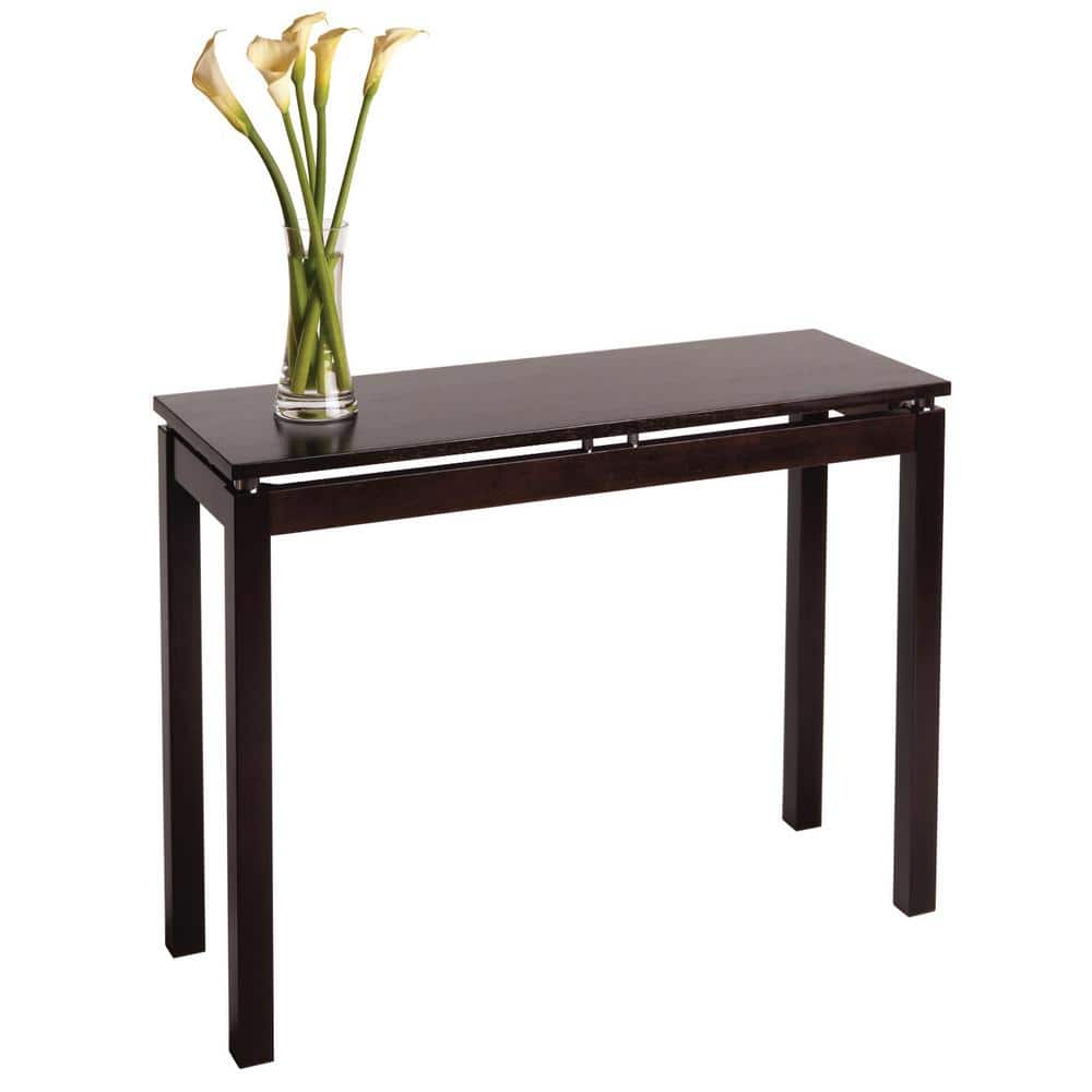 Elevated Dark Espresso Wood Console Table with Chrome Accents