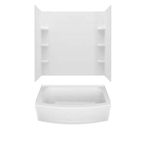 Ovation Curve 60 in. Right Hand Drain Rectangular Alcove Bathtub with Wall Surrounds in Artic White