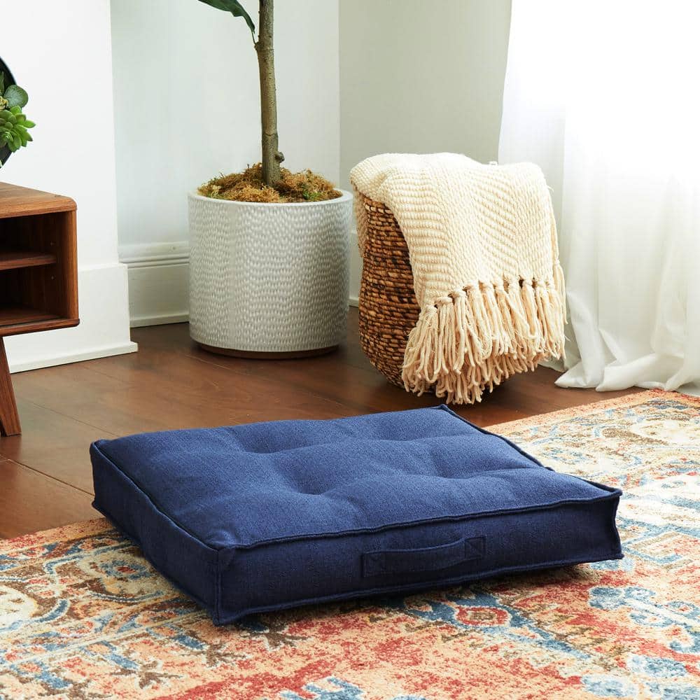 Happy Hounds Milo Square Tufted Pillow Dog Bed- Cobalt- Small (24 x 24 in.)