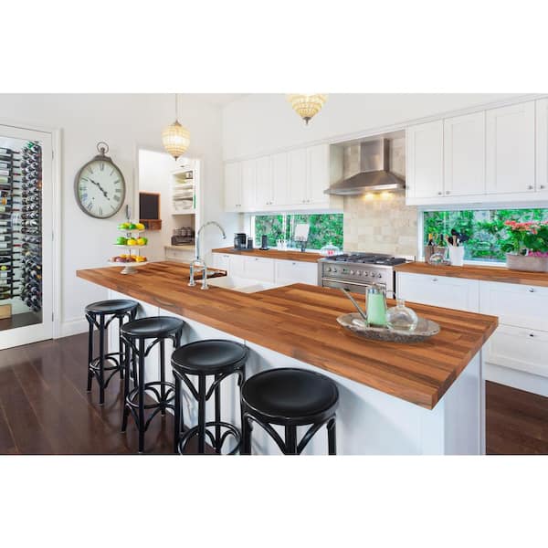 6 ft. L x 39 in. D Unfinished Walnut Solid Wood Butcher Block Countertop Island with Standard Edge