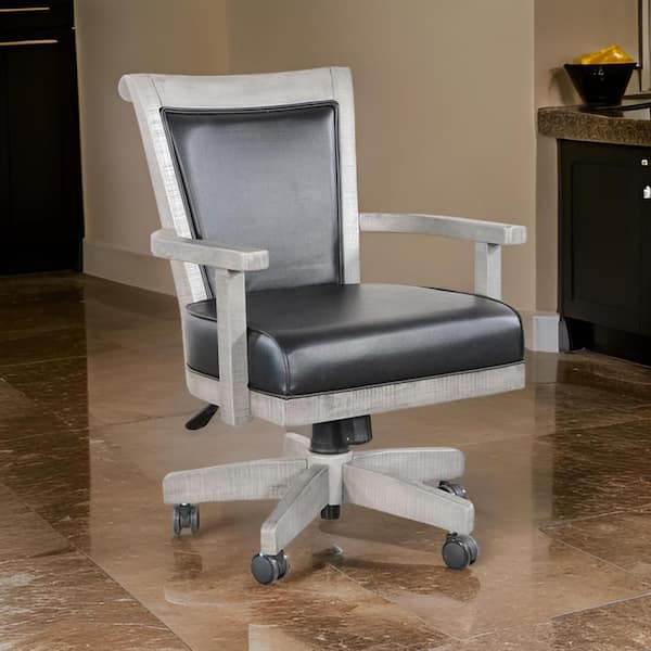 Benjara Zeka Faux Leather Swivel Ergonomic Gaming Chair in Gray and Black with Arms and Wheels
