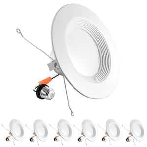 5/6 in. Can Light 14-Watt 5 Color Selectable Dimmable Remodel Integrated LED Recessed Light Kit Baffle Trim (6-Pack)