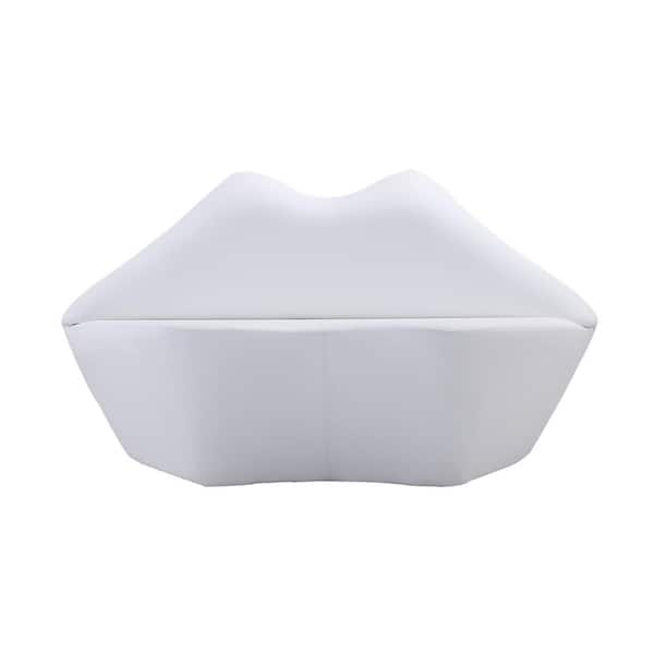 Kiss 61.8 in. Modern White Faux Leather Upholstered 2-Seater Loveseat