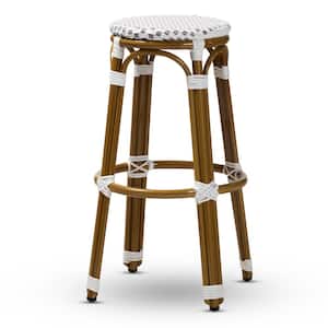 Joelle 28 in. Gray and White Bar Stool