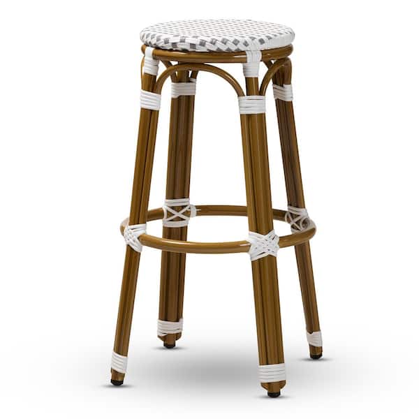 Baxton Studio Joelle 28 in. Gray and White Bar Stool