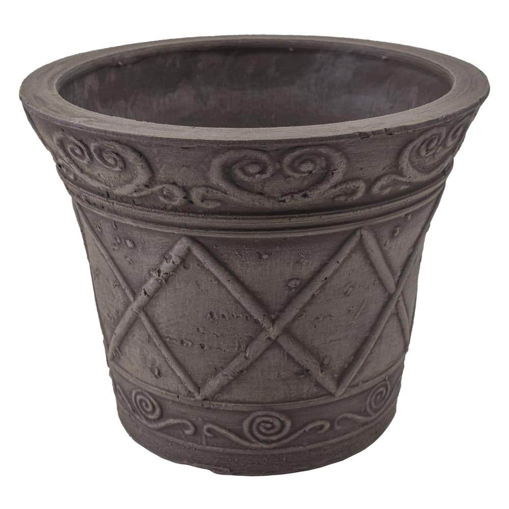 Dark Charcoal Round Recycled Plastic Indoor/Outdoor Planter