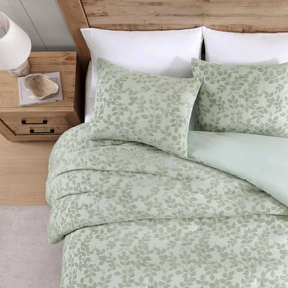 Sage Green Full Microfiber Reversible Jacquard Comforter Set