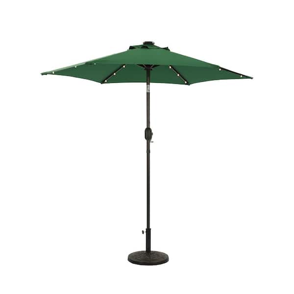 Unbranded 7.5 ft. Steel Market Patio Umbrella With Solar LED Lights in Dark Green