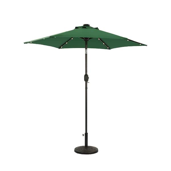 Unbranded 7.5 ft. Market Patio Umbrella in Green with LED