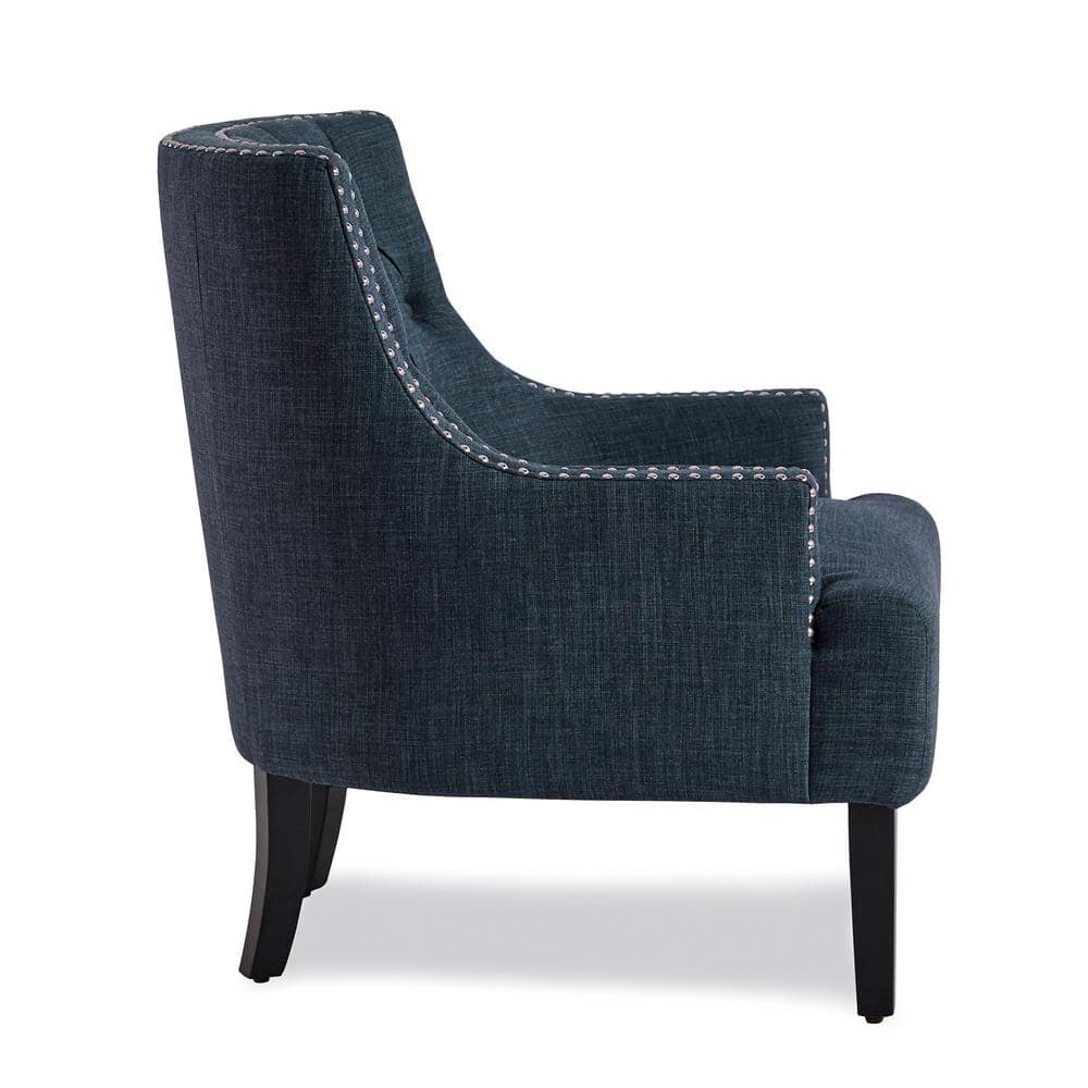 Indigo Transitional Accent Chair with Nailhead Trim and Tufted Back