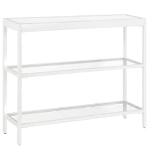 Alexis 36 in. White Rectangle Glass Console Table