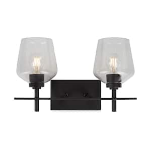 Chalice 2-Light Black Bath Vanity Light with Clear Glass